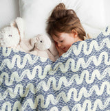 Set di biancheria da letto con coperte terapeutiche onde bianche blu