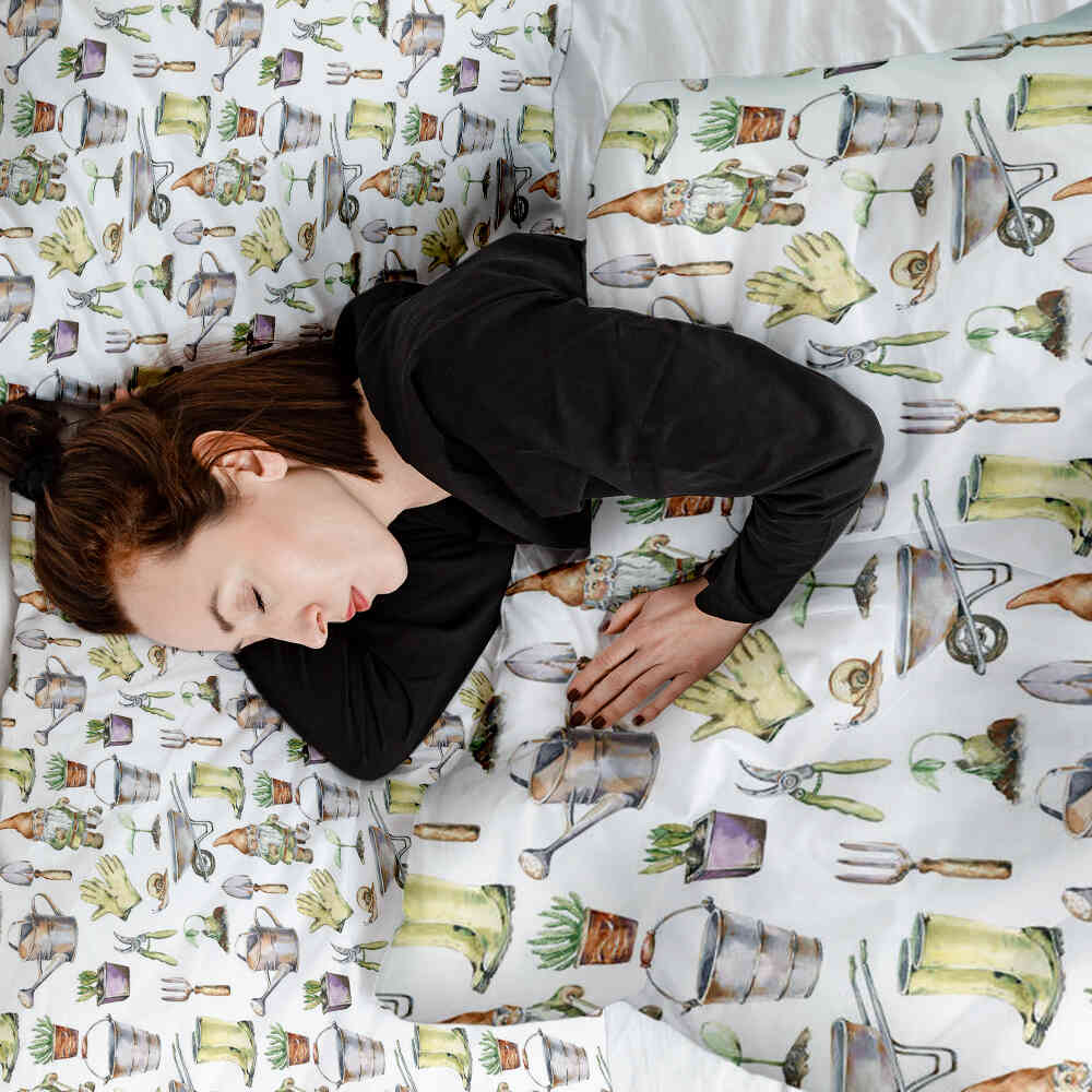 Set di biancheria da letto con coperte terapeutiche bianco giardinaggio