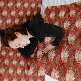 Coperta terapeutica originale - Rivestimento in cotone rosso grande fiore