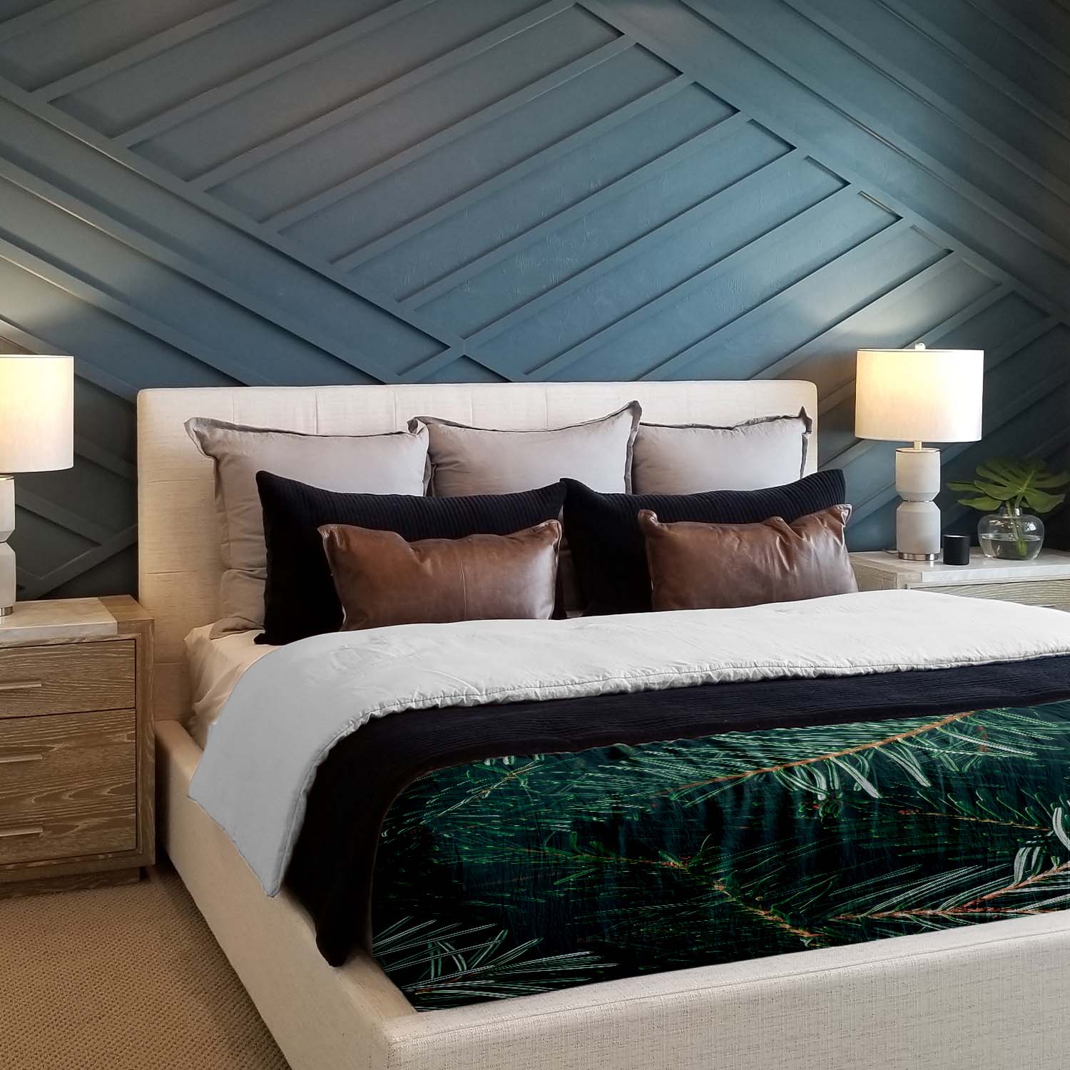 Set di biancheria da letto Therapiedecnen con rami di pino verdi