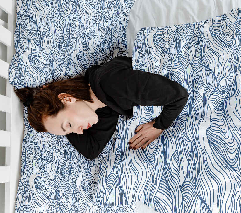 Set di biancheria da letto con coperte terapeutiche onde in blu