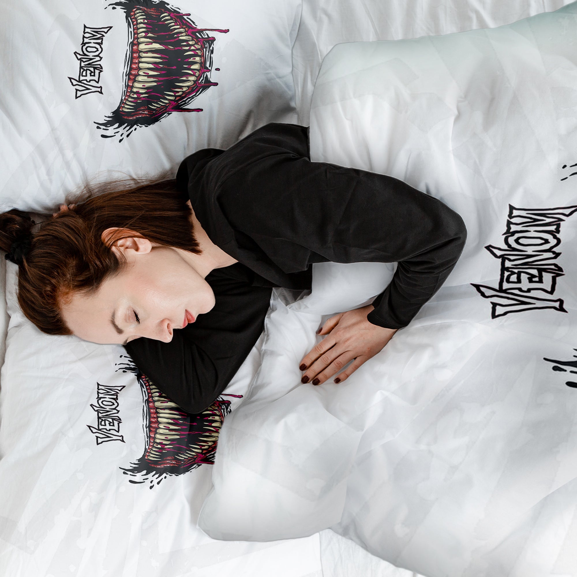 Set di biancheria da letto con coperta terapeutica bianca Venom