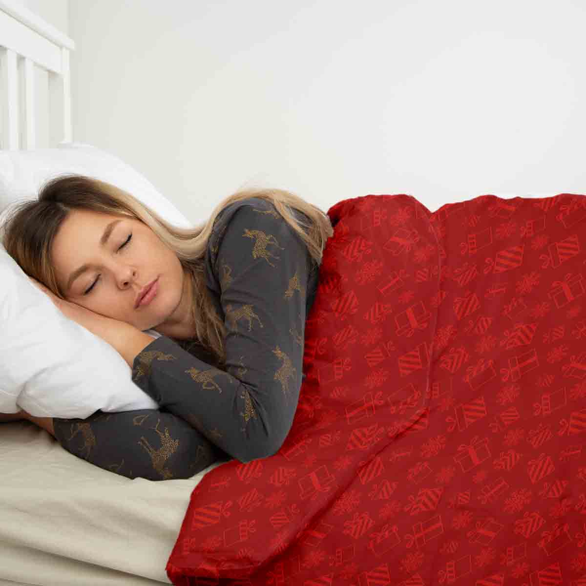 Set di biancheria da letto con coperta terapeutica rosso regali