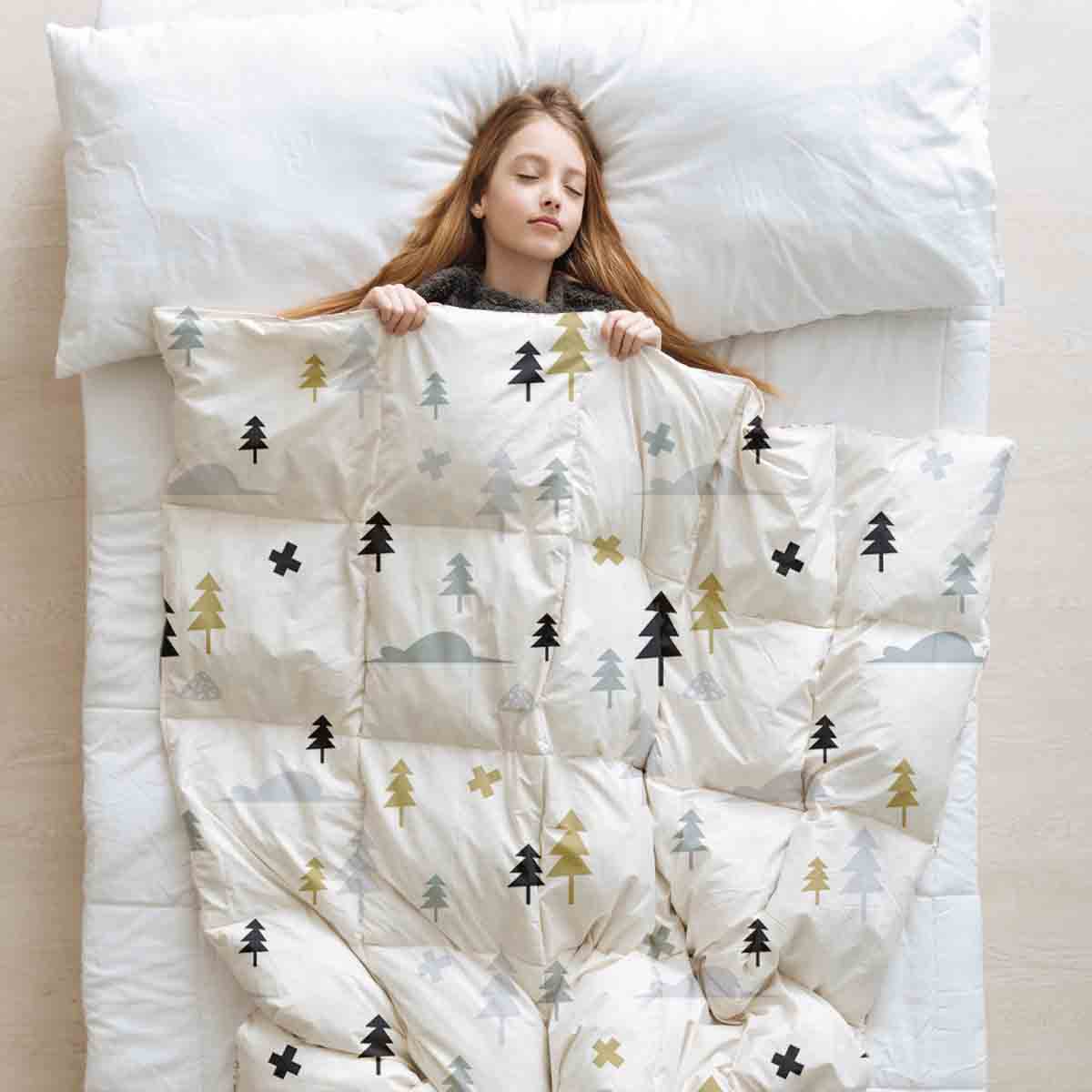 Set di biancheria da letto con coperta terapeutica Foresta grigia