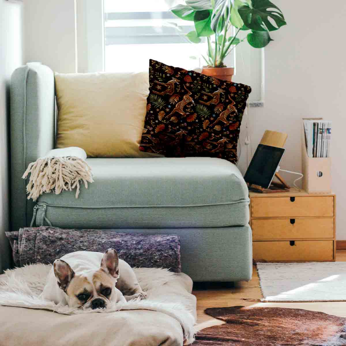 Cuscino sanitario marrone con cervo