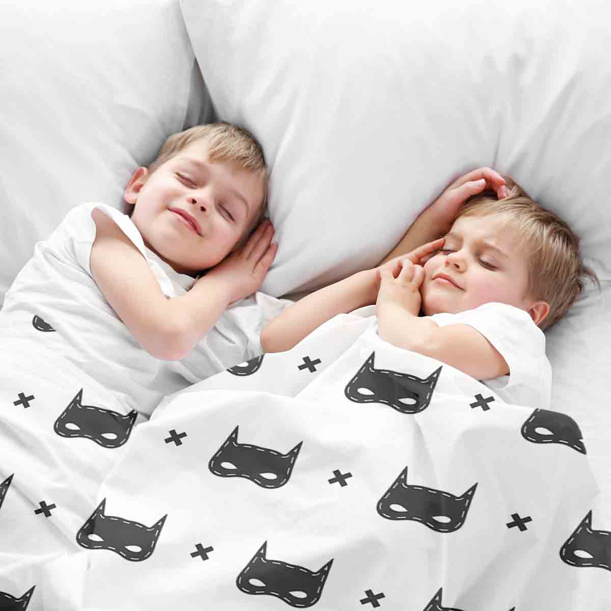 Set di biancheria da letto con coperta terapeutica bianca con maschera per gatti