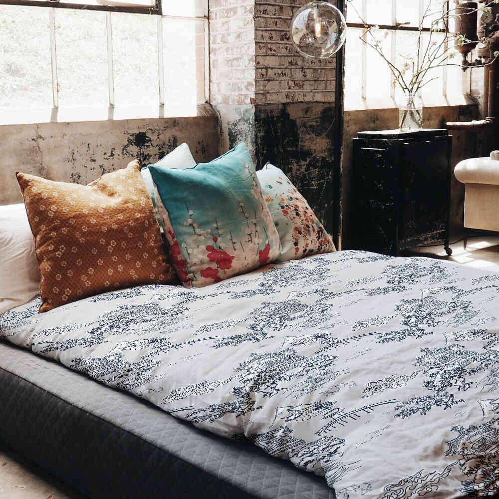 Set di biancheria da letto con coperta terapeutica grigia muro cinese