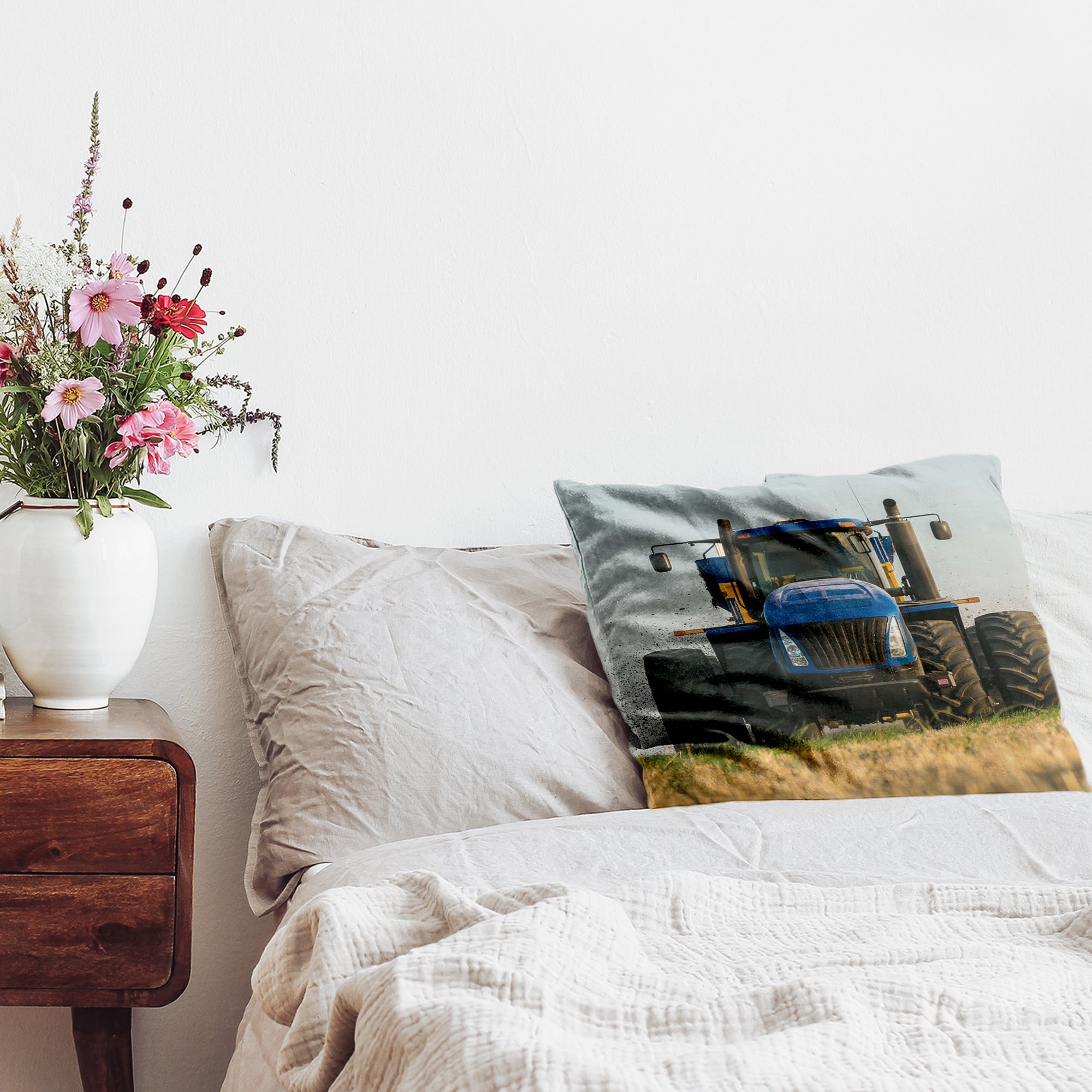 Cuscino salute trattore in blu