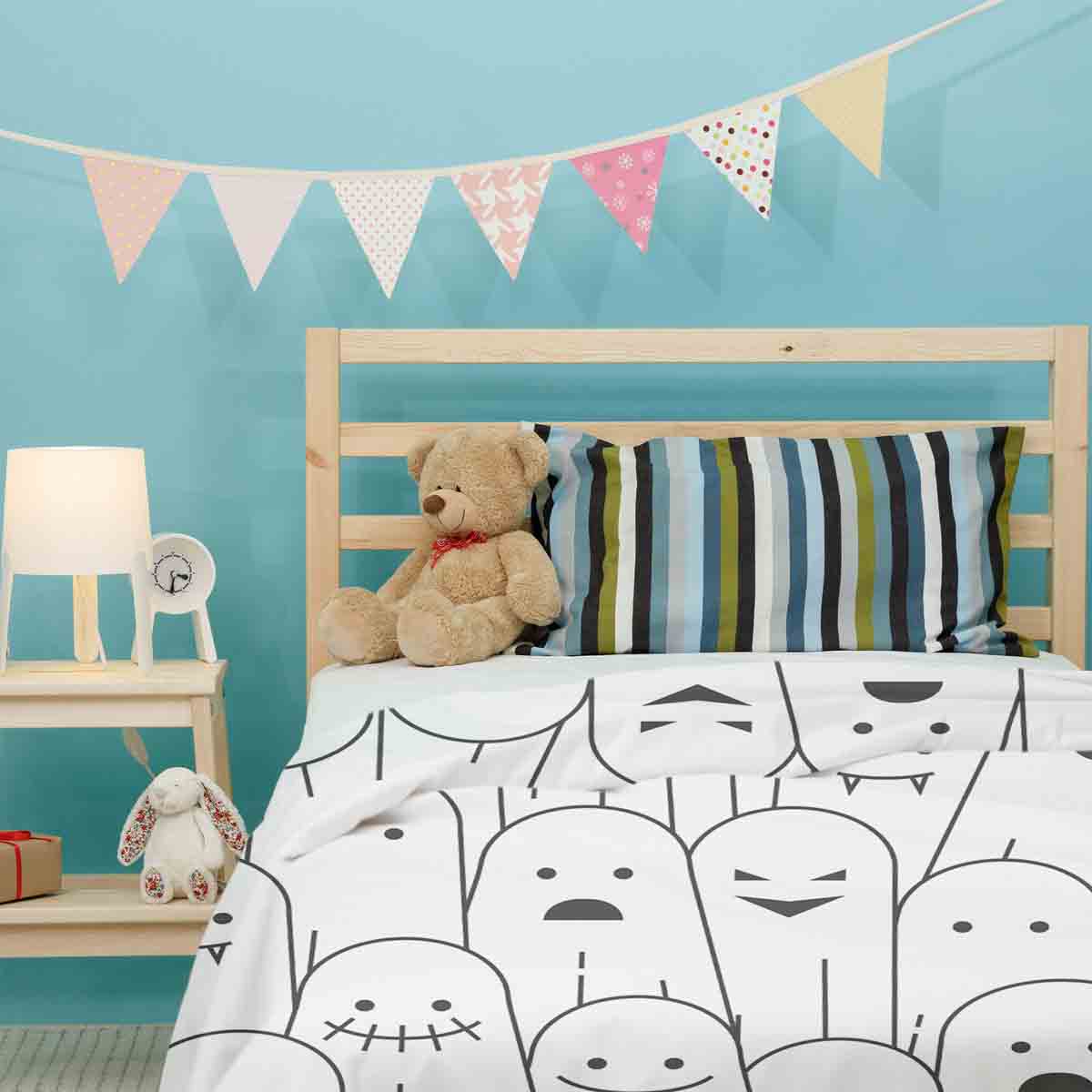 Set di biancheria da letto con coperte terapeutiche bianche con fantasmi divertenti