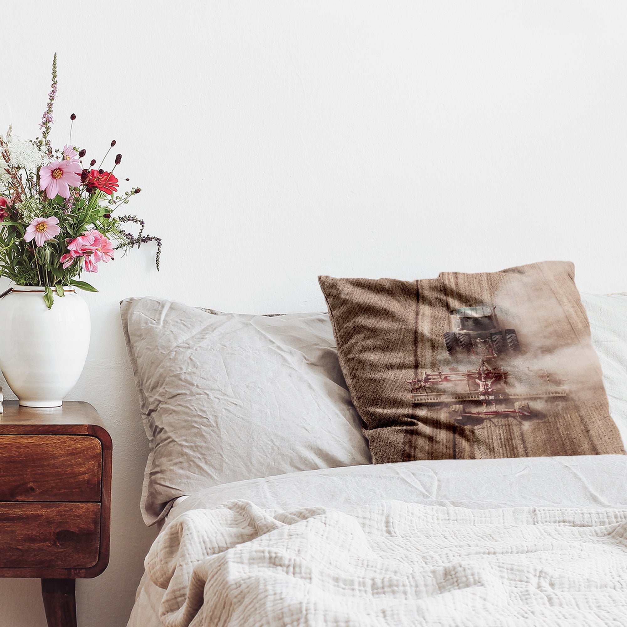 Cuscino salute trattore nella polvere