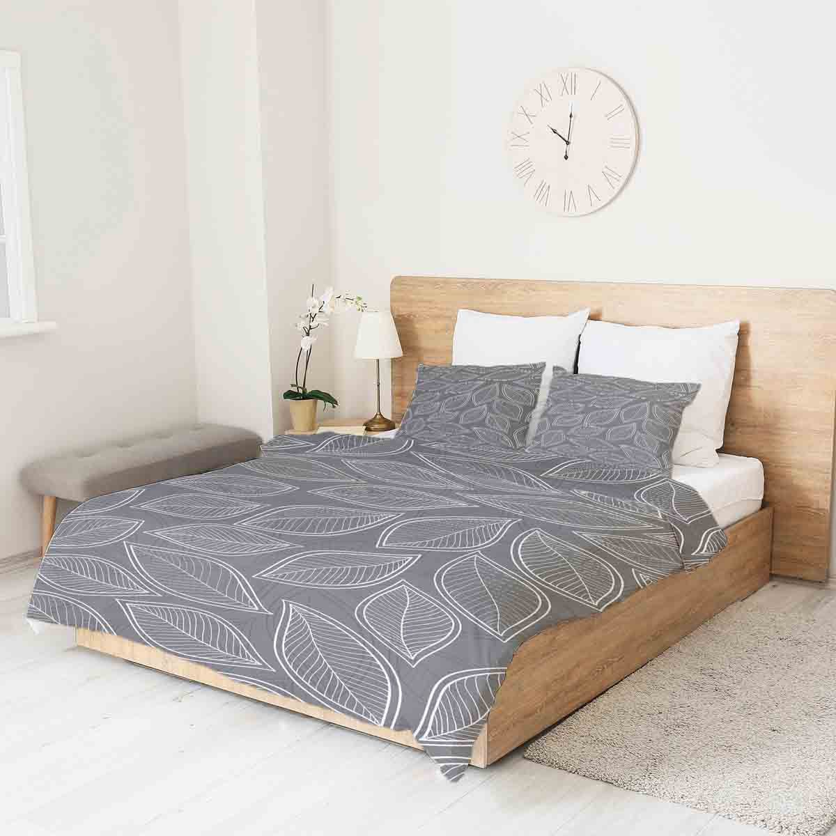 Coperta terapeutica originale - Rivestimento in cotone grigio con foglie di palma bianche