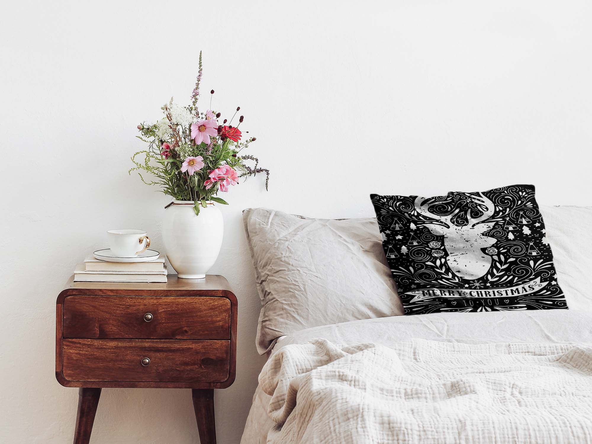 Cuscino salute nero Buon Natale