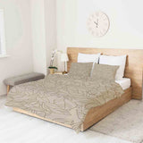Coperta terapeutica originale - Rivestimento in cotone beige con motivo a foglia nero