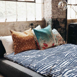 Set di biancheria da letto con coperta terapeutica motivo ondulato blu