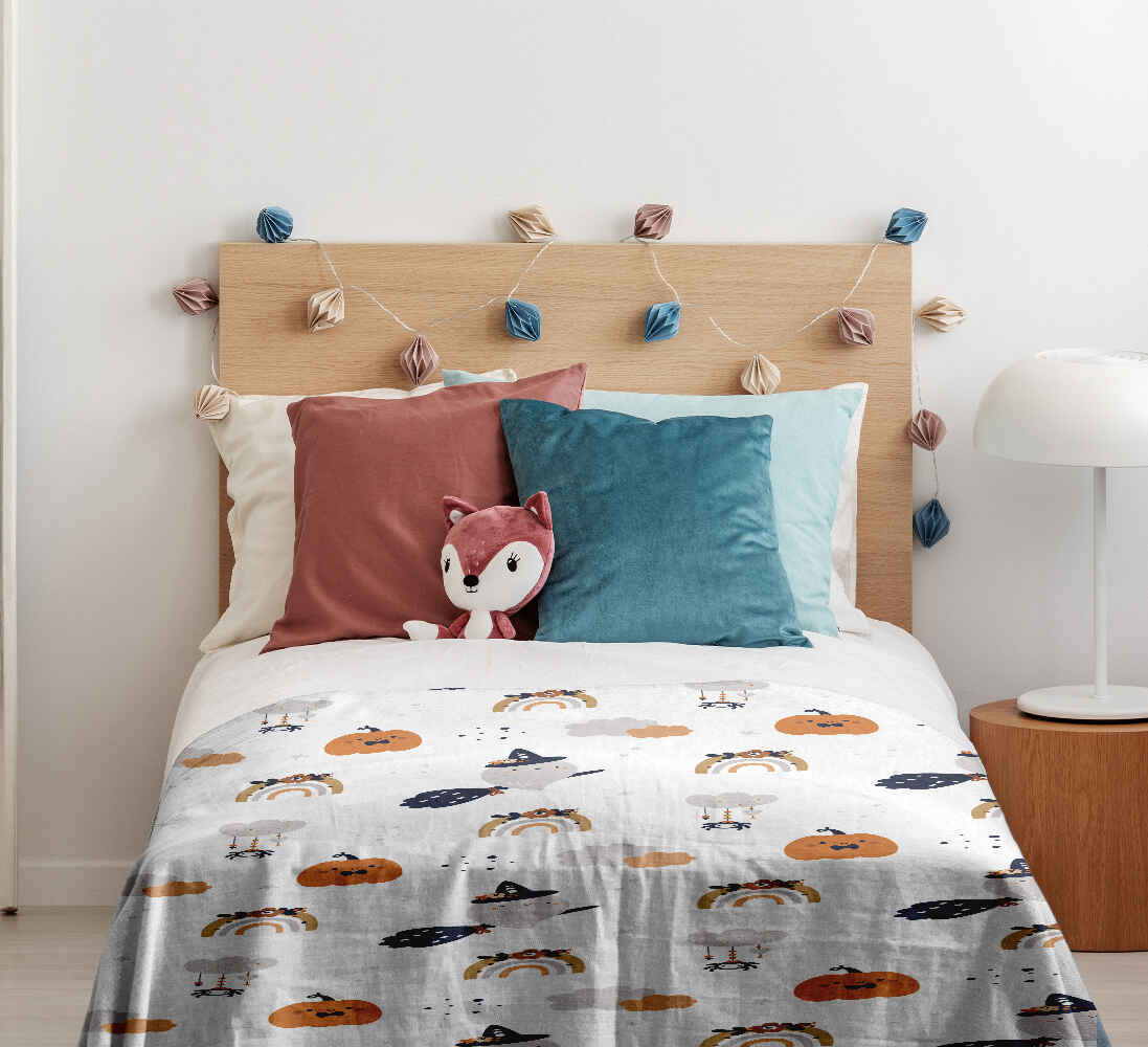 Set di biancheria da letto con coperta terapeutica bianca autunnale
