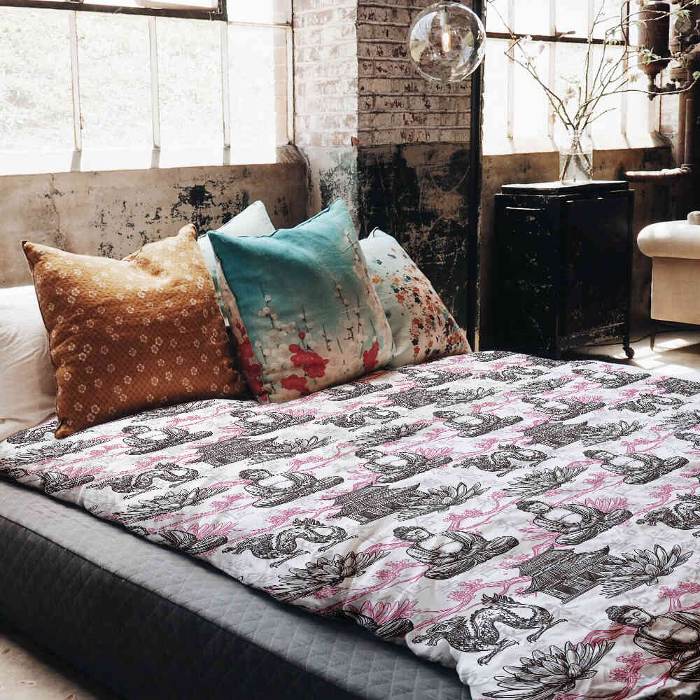 Coperta terapeutica originale - Rivestimento in cotone con Buddha rosa