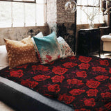 Coperta terapeutica originale - Rivestimento in cotone nero con rose rosse
