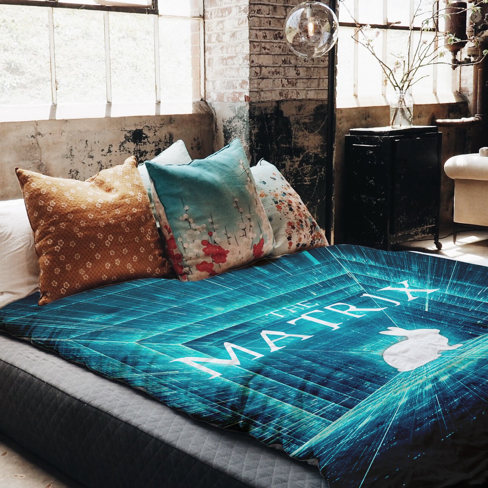 Set di biancheria da letto con coperta terapeutica blu Matrix