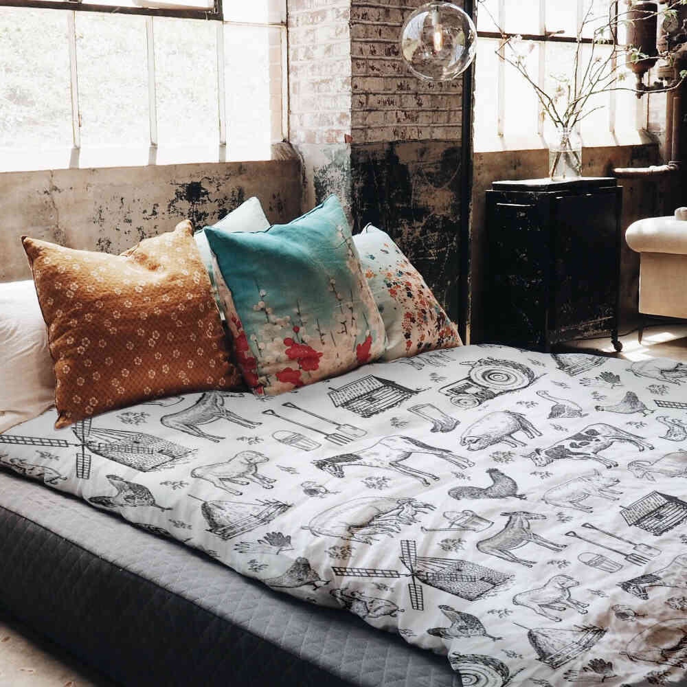 Set di biancheria da letto con coperta terapeutica grigio fattoria