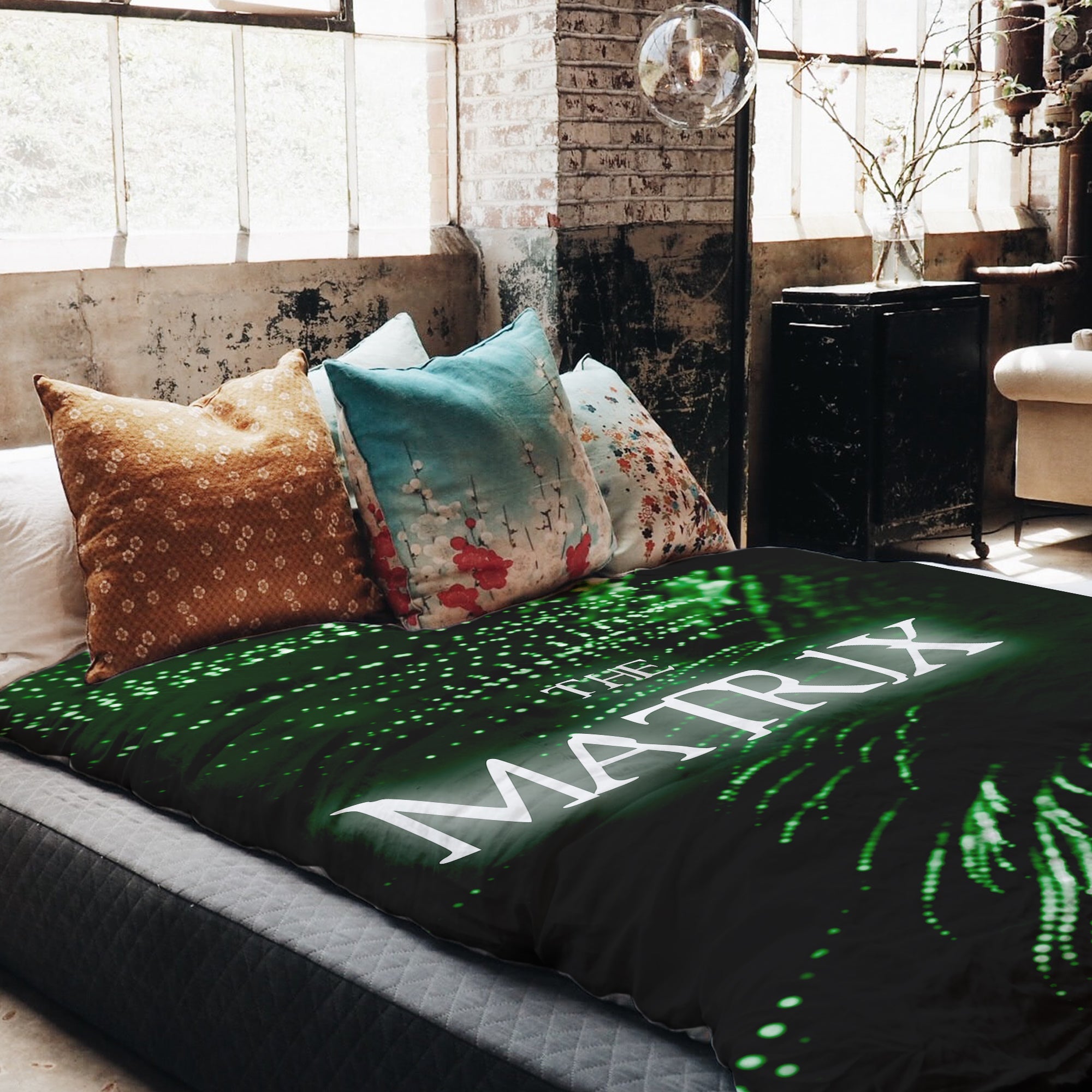 Set di biancheria da letto con coperta terapeutica verde The Matrix