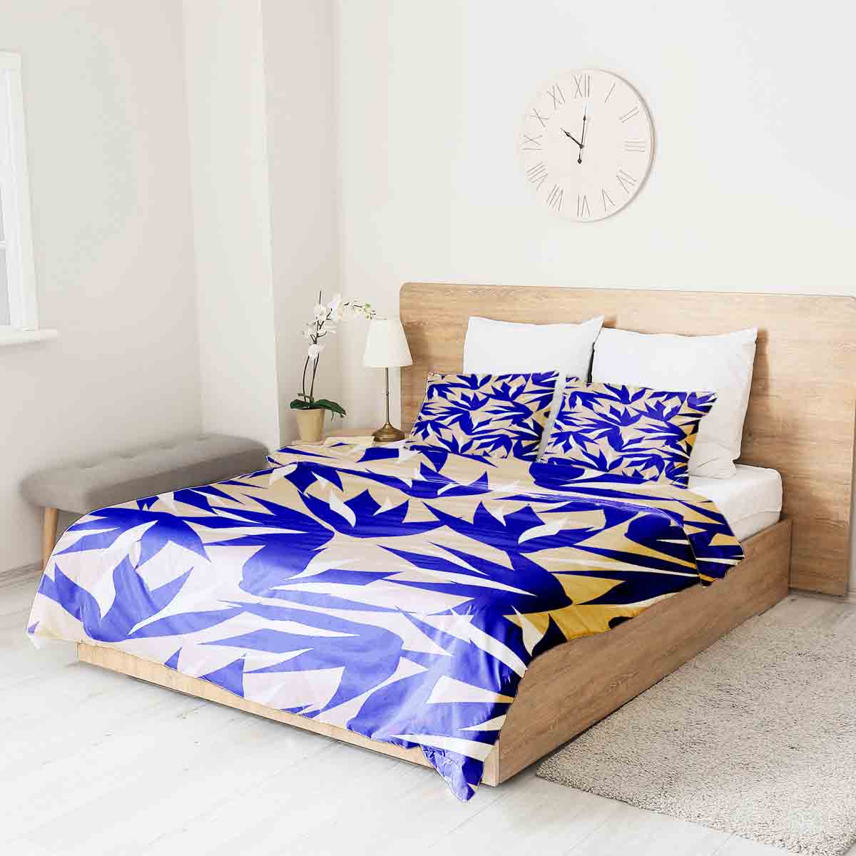 Set di biancheria da letto con coperte terapeutiche marrone con foglie blu