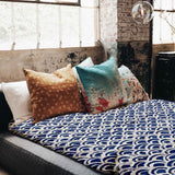 Set di biancheria da letto con coperta terapeutica motivo onde blu