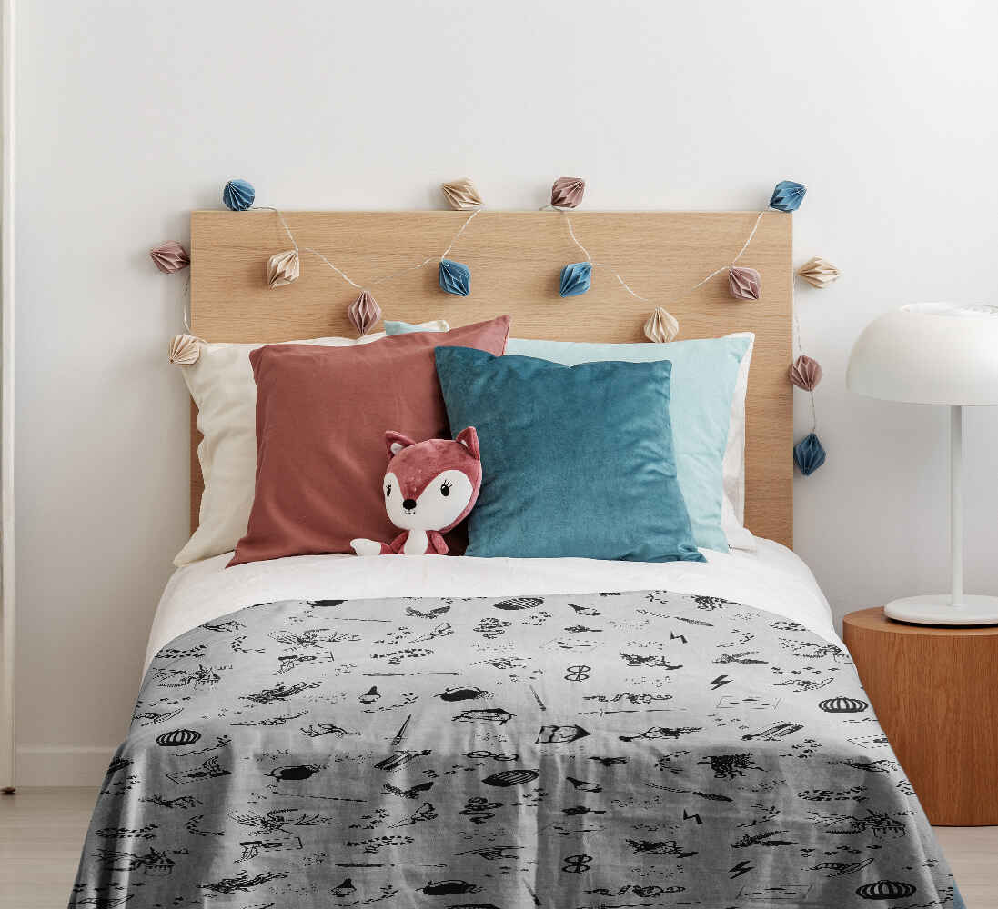 Set di biancheria da letto con coperta terapeutica grigio magia