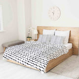 Set di biancheria da letto con coperta terapeutica bianca a zigzag