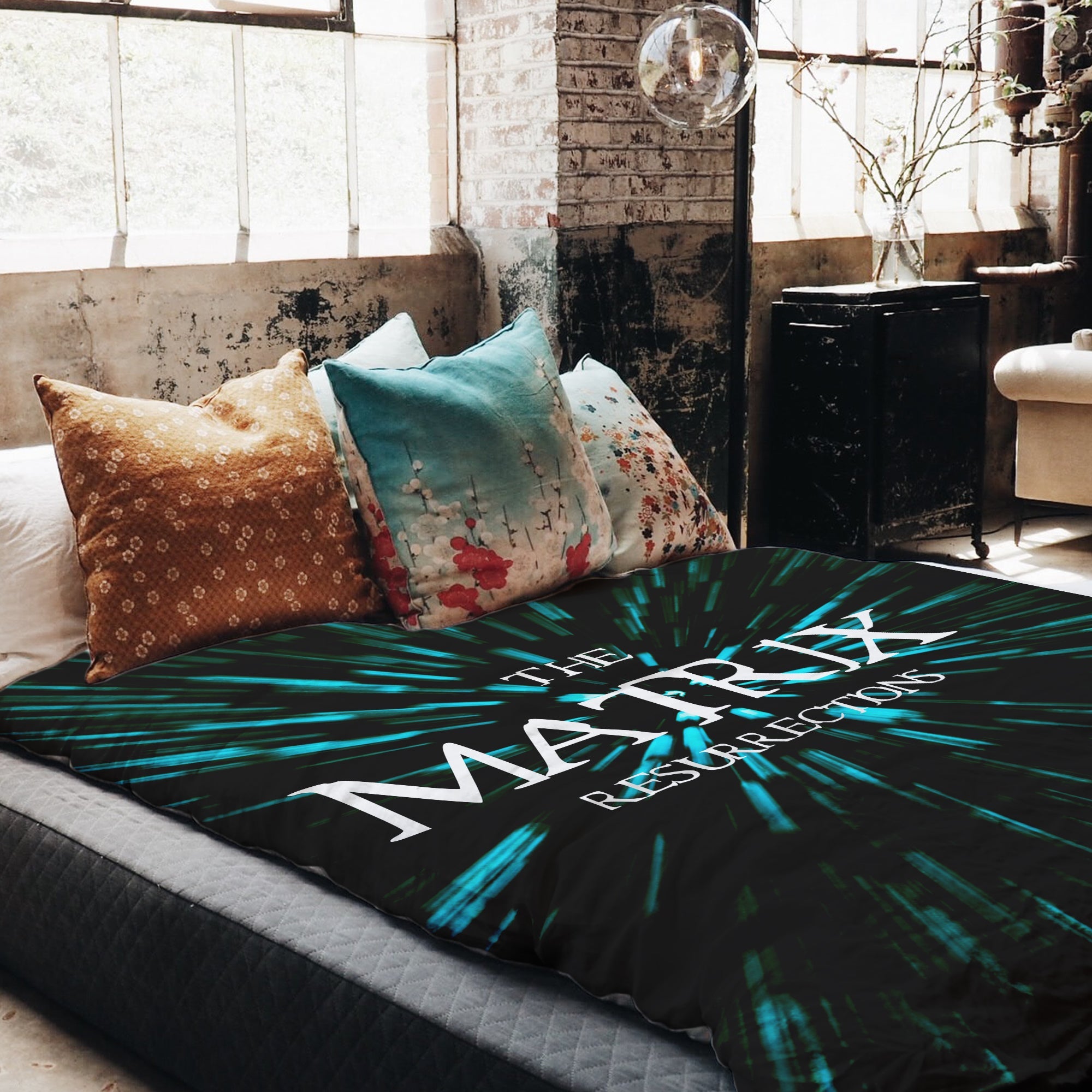 Set di biancheria da letto con coperta terapeutica con scritta The Matrix