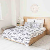 Coperta terapeutica originale - Rivestimento in cotone bianco con foglie grigie