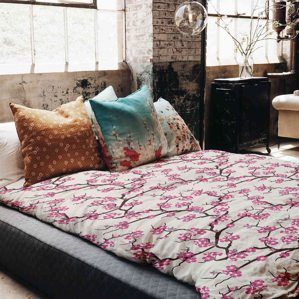 Set copripiumino coperta terapeutica fioritura di ciliegio giapponese