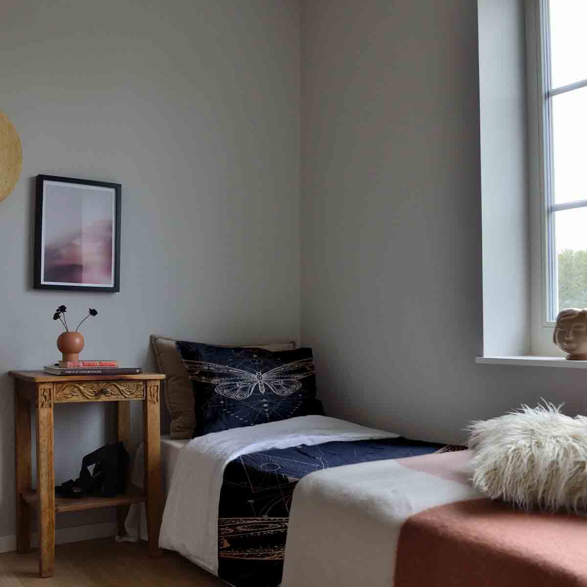 Set di biancheria da letto con coperta terapeutica nera con farfalla