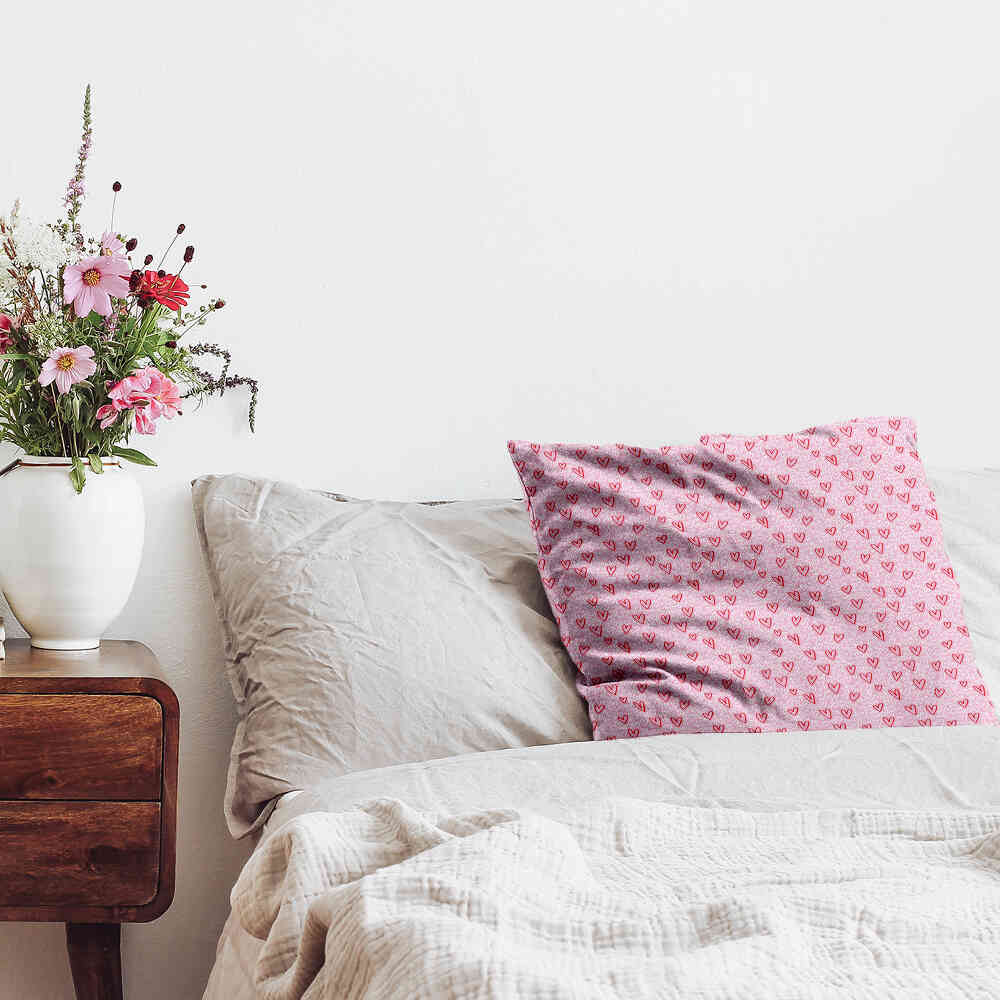 Cuscino salute rosa cuori rossi