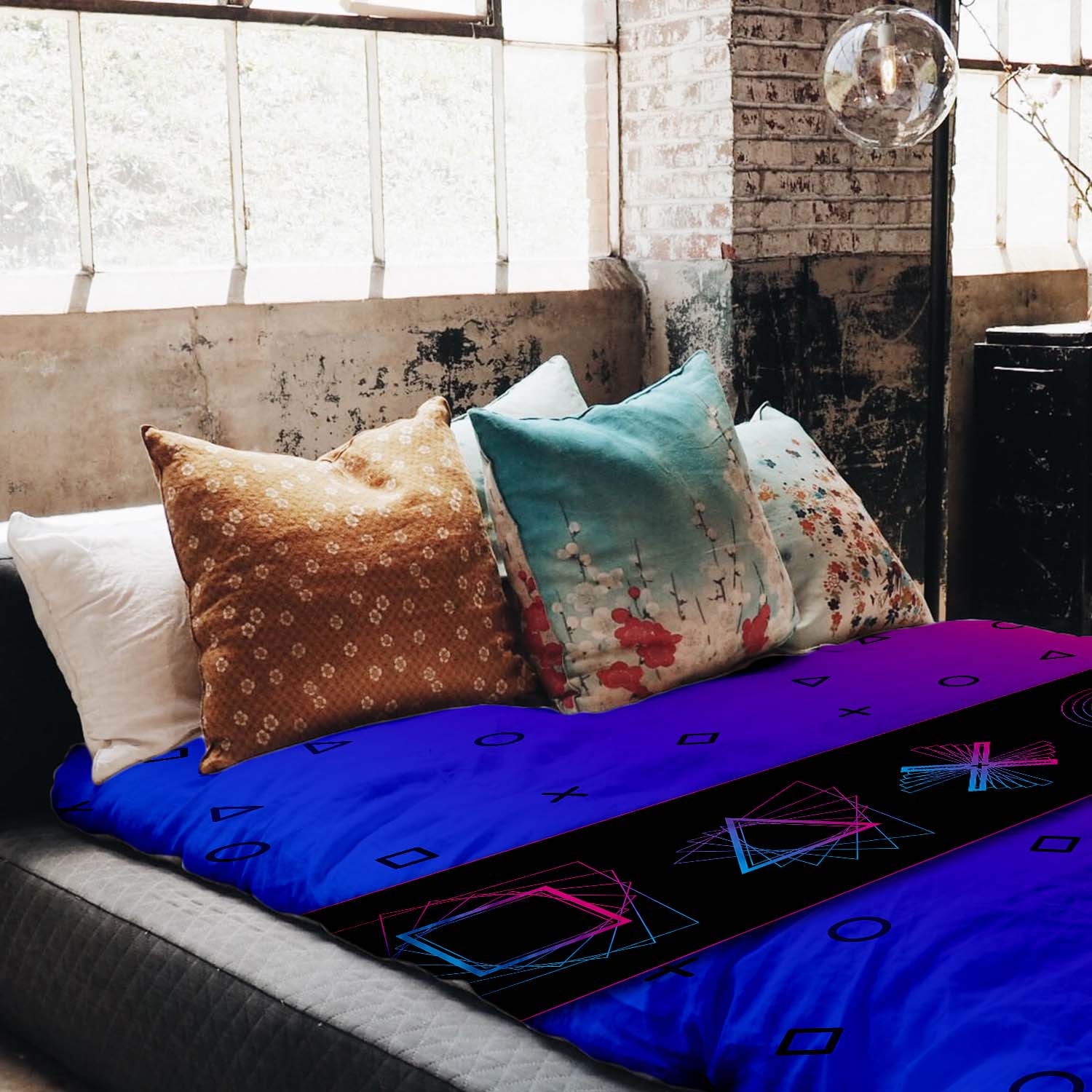 Set di biancheria da letto con coperte terapeutiche viola con forme