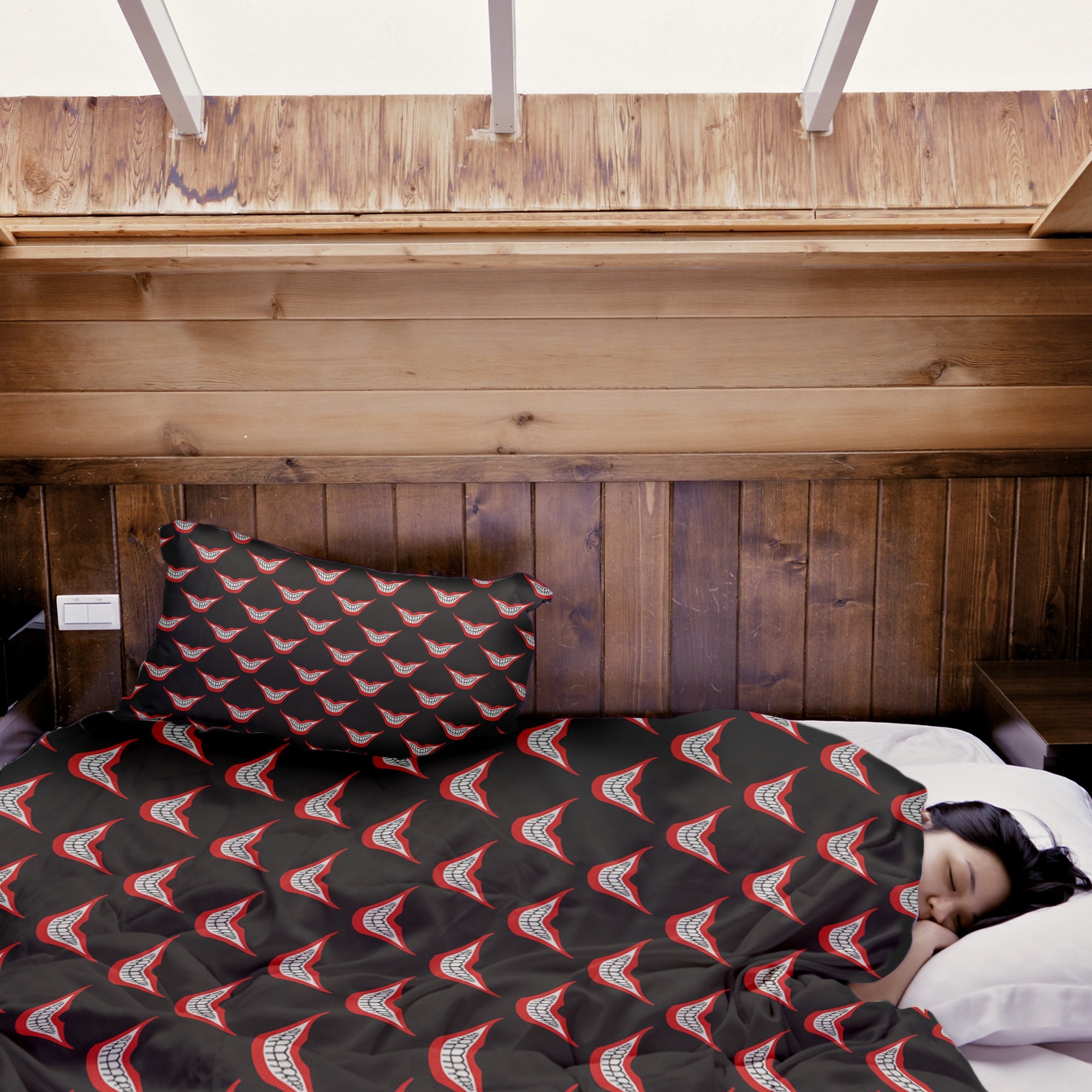 Set di biancheria da letto con coperta terapeutica Bocca sorridente