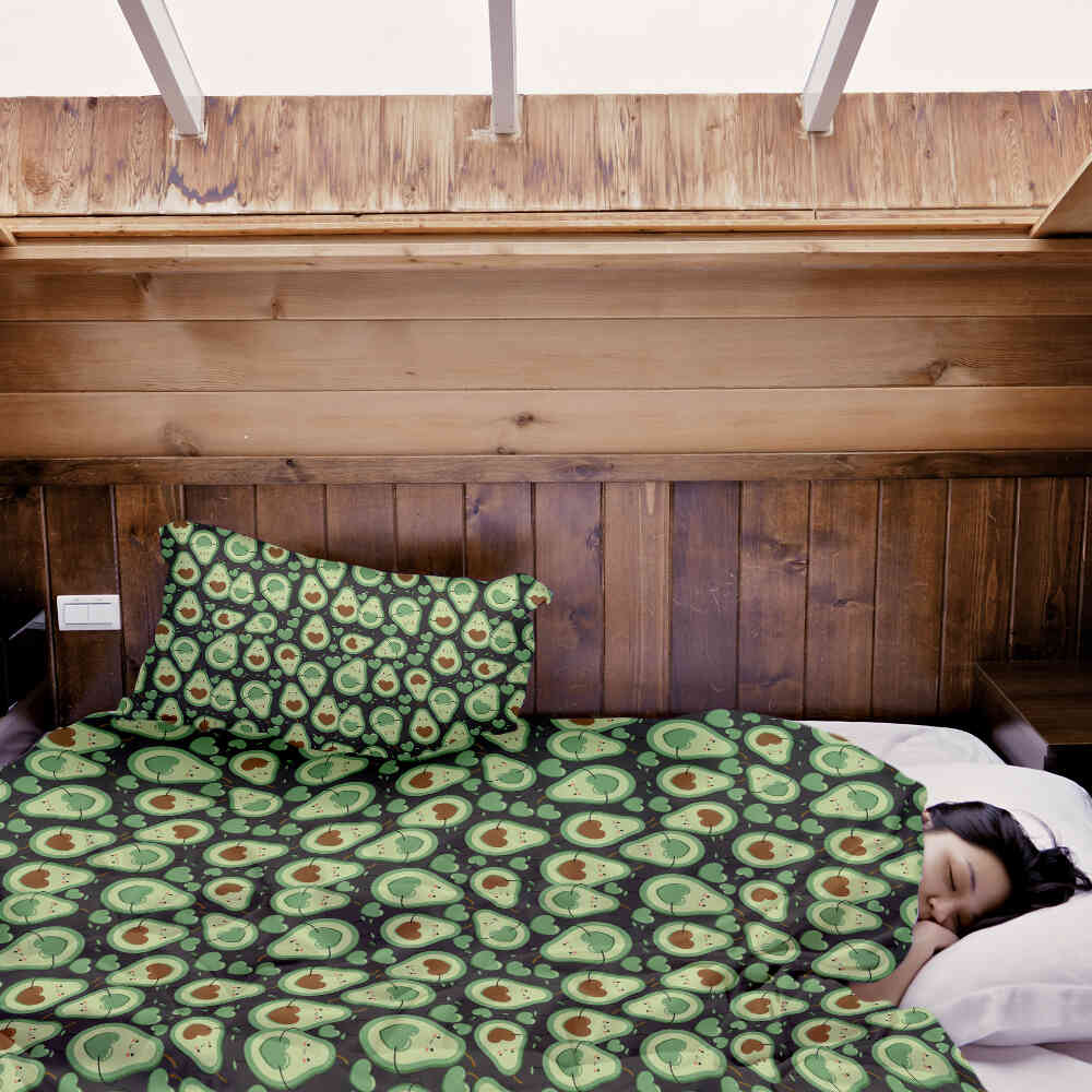 Set di biancheria da letto con coperte terapeutiche Avocado verde