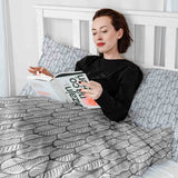 Set di biancheria da letto con coperte terapeutiche grigio con foglie di acero