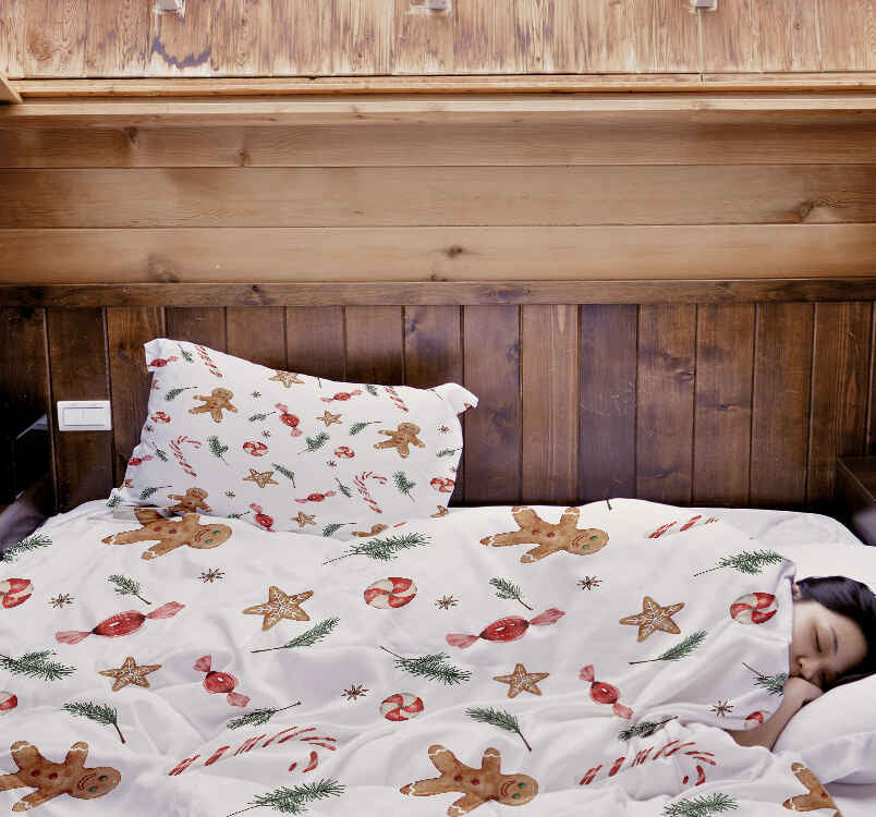 Set di biancheria da letto con coperta terapeutica bianca per il periodo natalizio