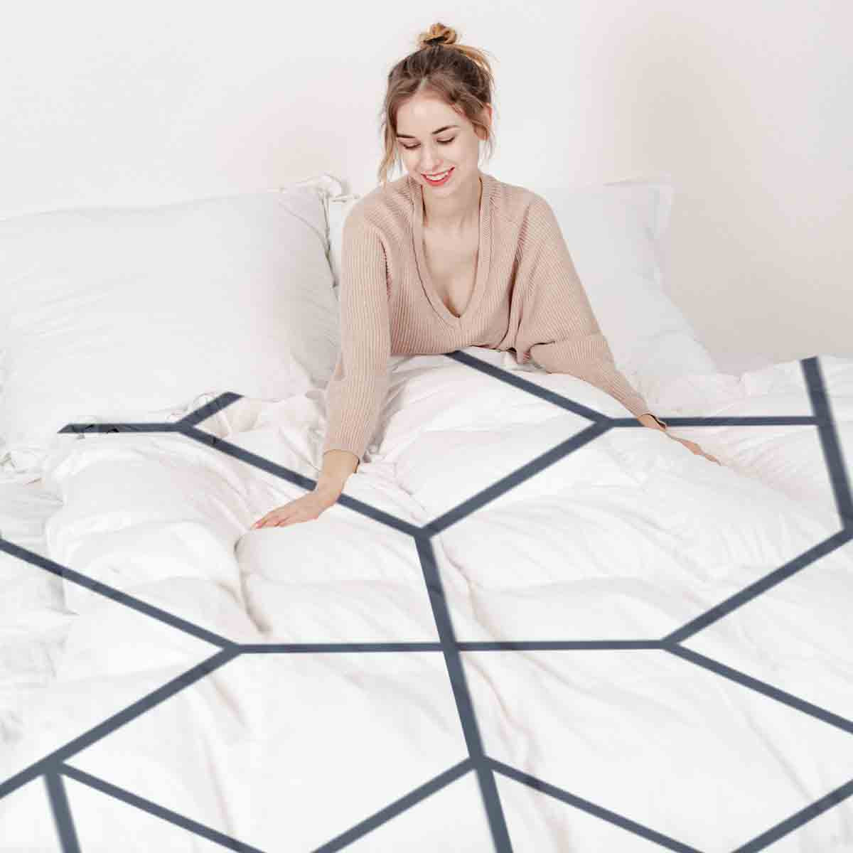 Coperta terapeutica originale - Rivestimento in cotone bianco con motivo nero