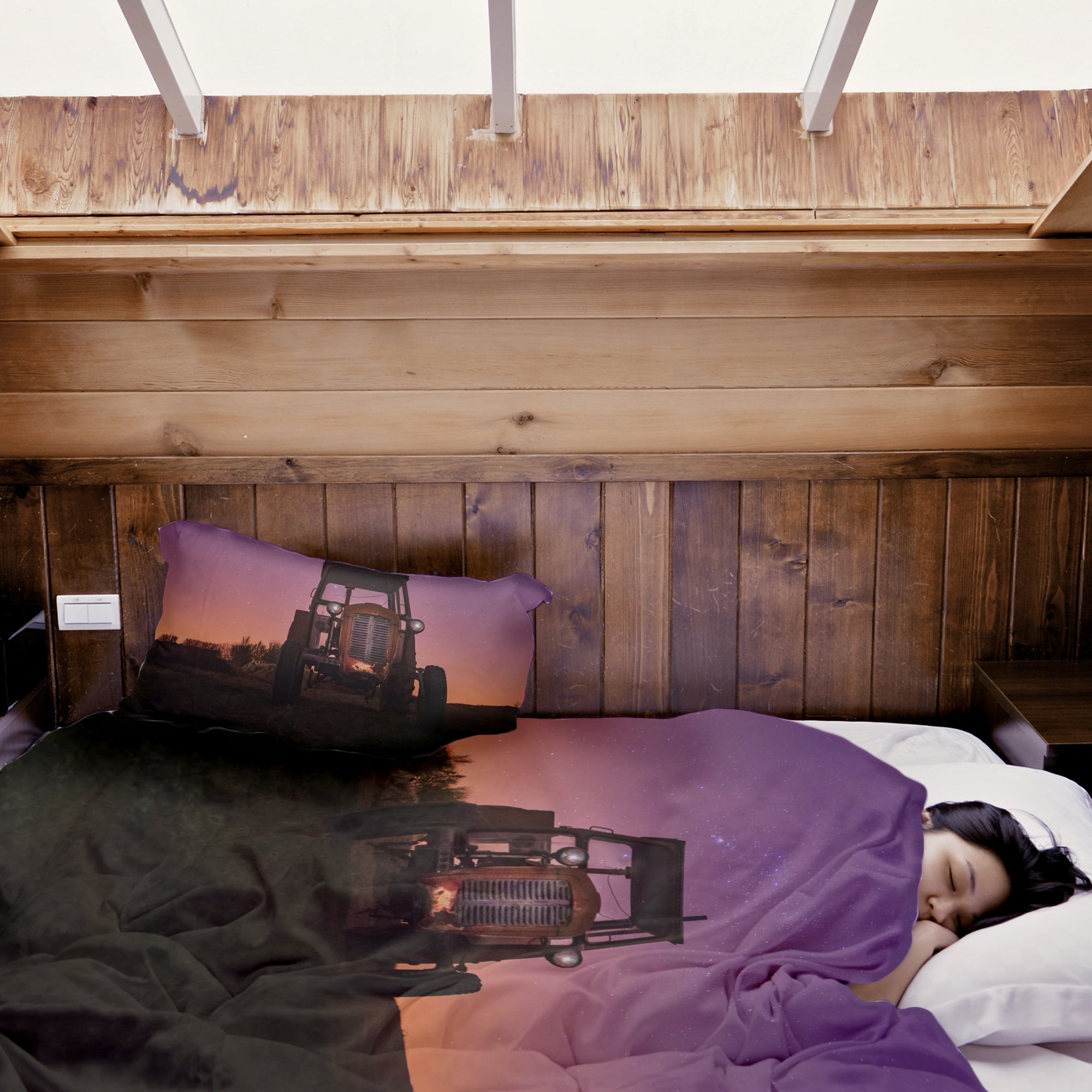 Coperta terapeutica originale - Rivestimento in cotone viola con trattore