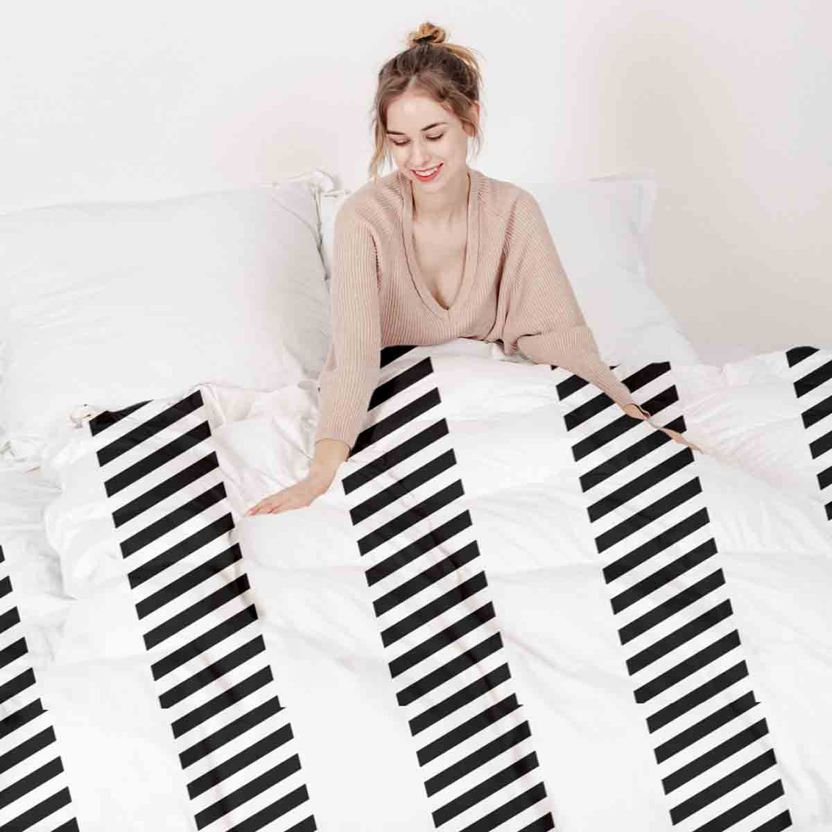 Set di biancheria da letto con coperte terapeutiche grigie a strisce spesse e sottili