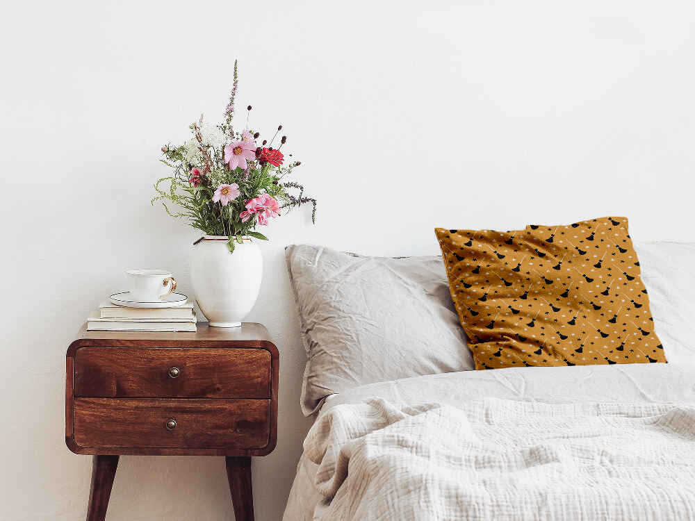 Cuscino salute arancione con scopa di Potter