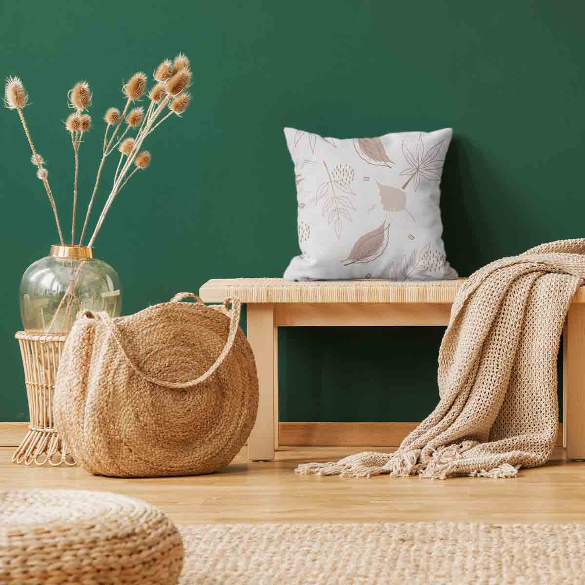 Cuscino salute rosa con foglie