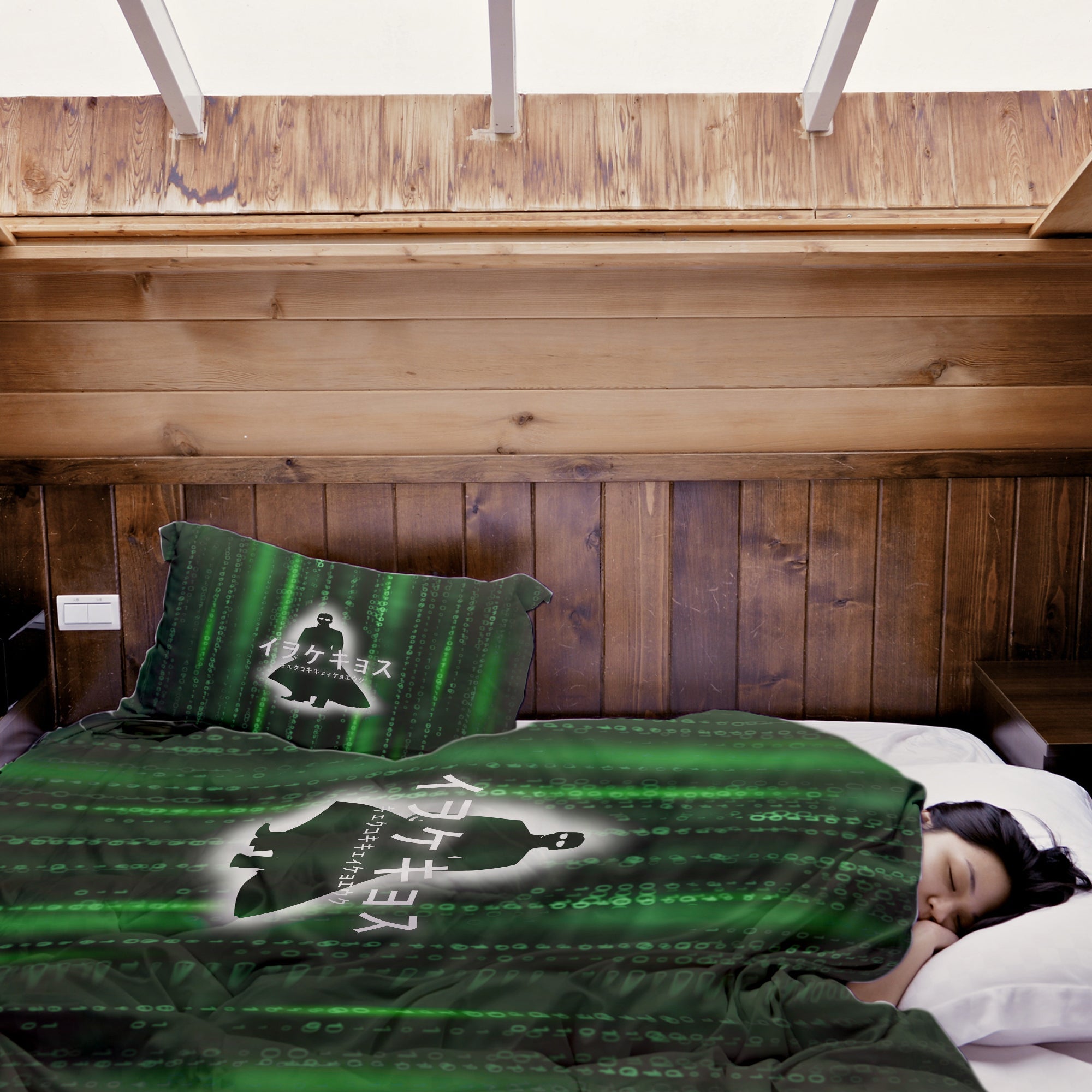 Set di biancheria da letto con coperta terapeutica Codice numerico verde