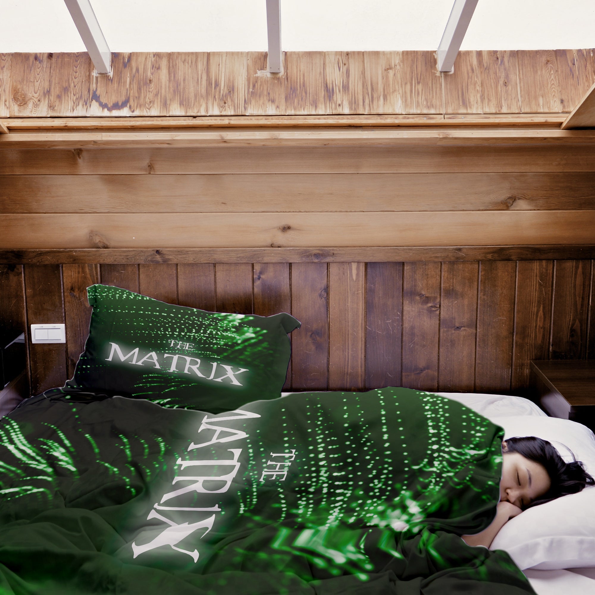 Set di biancheria da letto con coperta terapeutica verde The Matrix