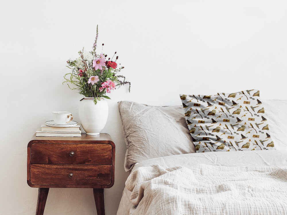 Cuscino sanitario bianco con gufi