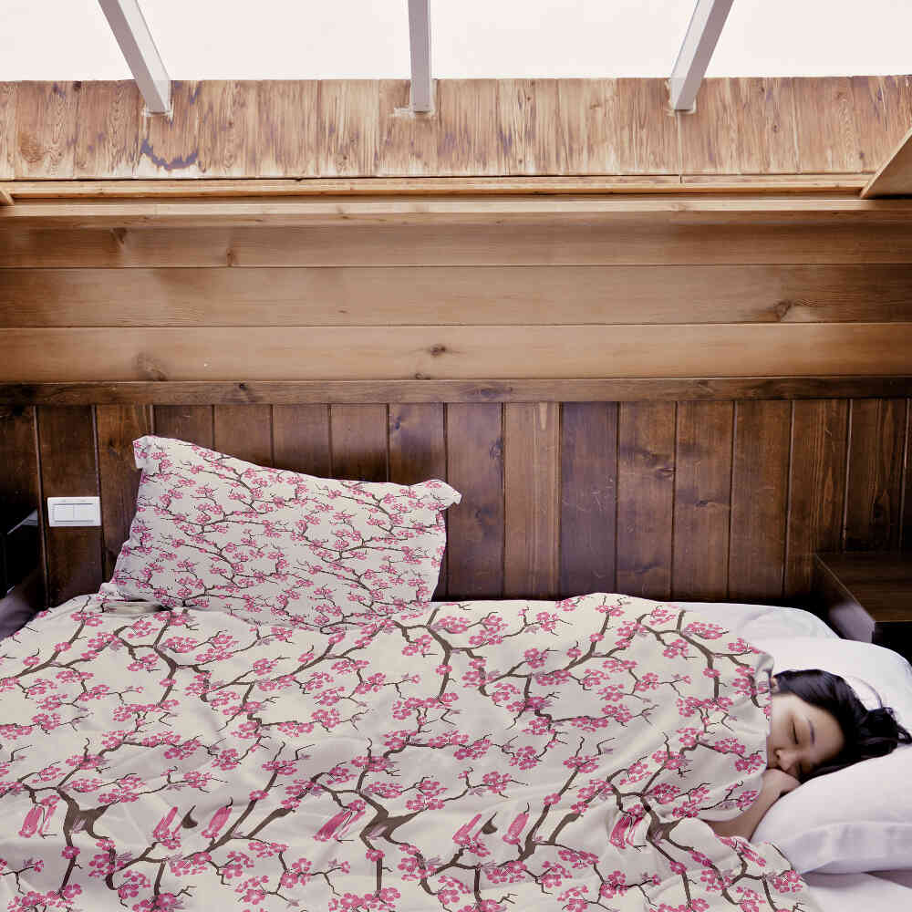 Set copripiumino coperta terapeutica fioritura di ciliegio giapponese