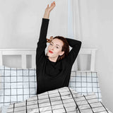 Set di biancheria da letto con coperta terapeutica bianca a quadri neri