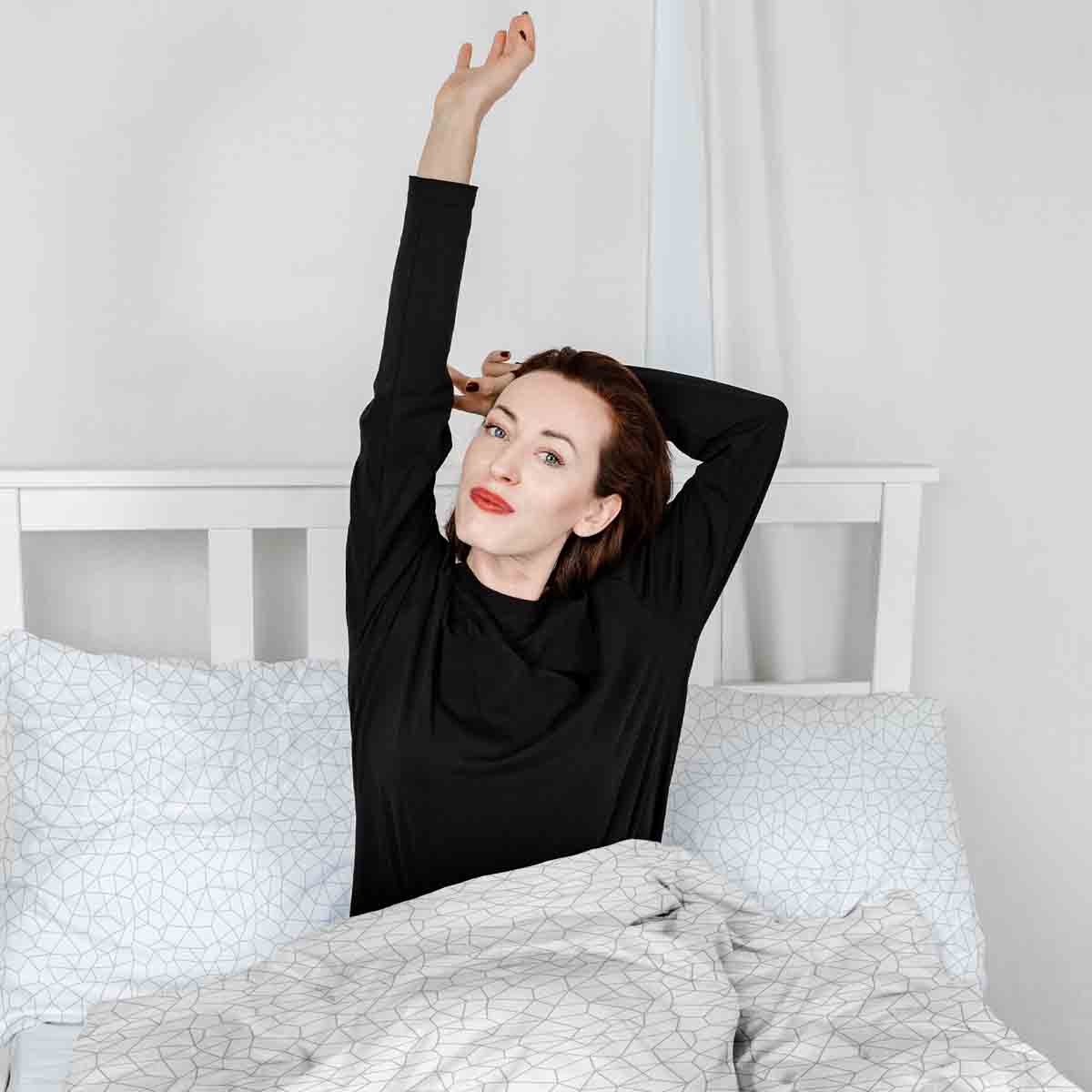 Set di biancheria da letto con coperta terapeutica bianca con mosaico