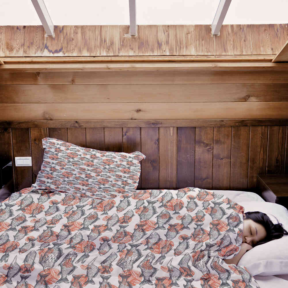 Set di biancheria da letto con coperte terapeutiche pesci grigi